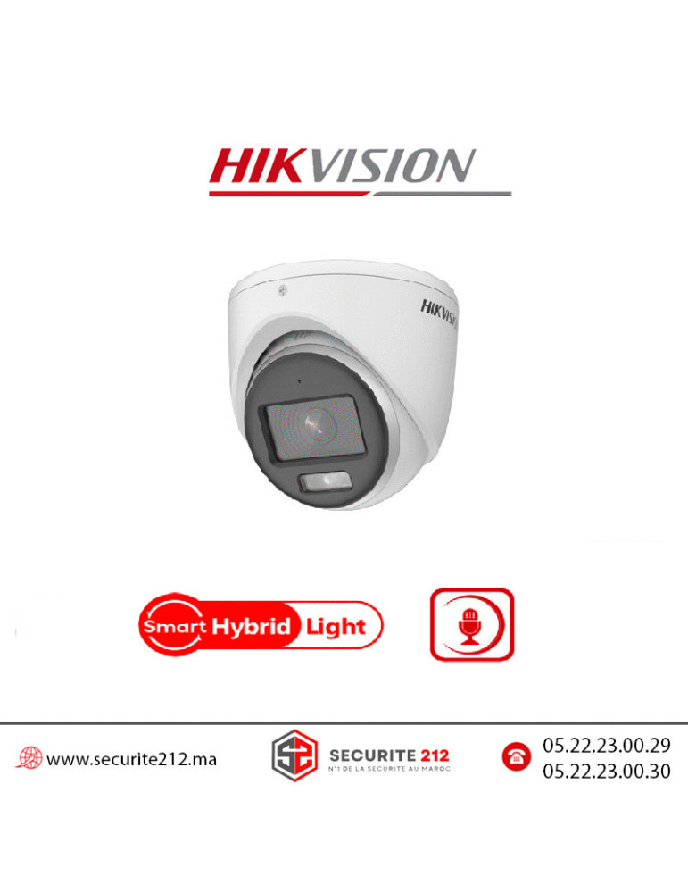 Caméra HIKVISION Dôme 3K 5MP Audio Smart Hybrid DS-2CE76K0T-LMFS Casablanca Maroc