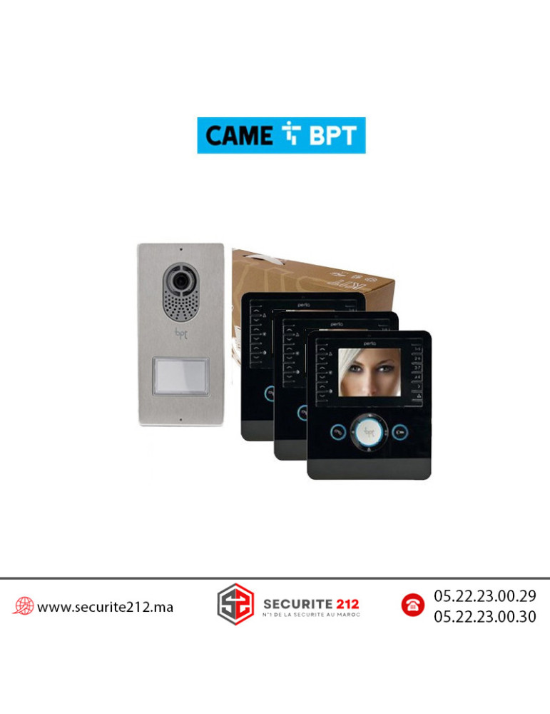 KIT vidéophone BPT Lithos + 3 moniteurs Perla Noir BPTPERLA3PN Casablanca Maroc