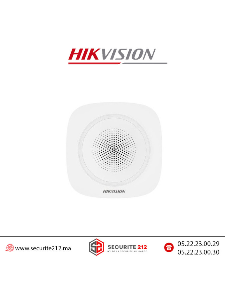 Sirène interne sans fil alarme Hikvision DS-PS1-I-WB Casablanca Maroc