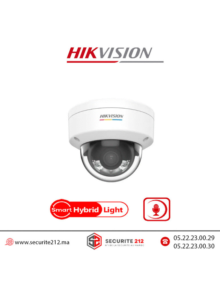 Caméra IP HIKVISION Dôme 6MP Smart Hybrid light DS-2CD1163G2-LIU Casablanca Maroc