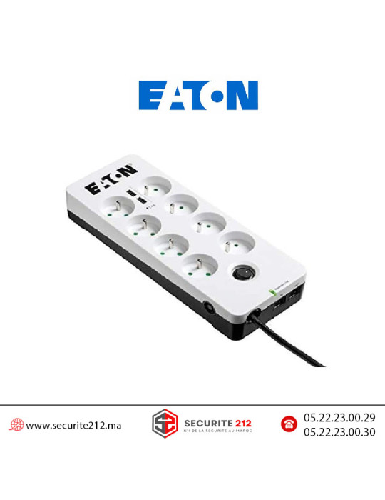 Multiprise protégée surtensions EATON 8 prises + 2 USB PB8TUF Casablanca Maroc