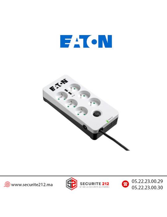 Multiprise protégée surtensions EATON 6 prises + 2 USB PB6UF Casablanca Maroc