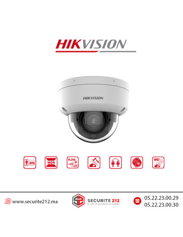 Caméra IP HIKVISION Dôme 8MP Smart Hybride Varif Moto AcuSense audio DS-2CD2783G2-LIZS2UB Casablanca Maroc