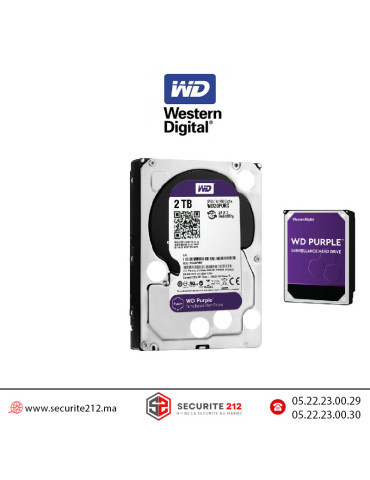 Disque dur 2TB Western digital WD Purple pour la vidéosurveillance WD20PURX-78 Casablanca Maroc