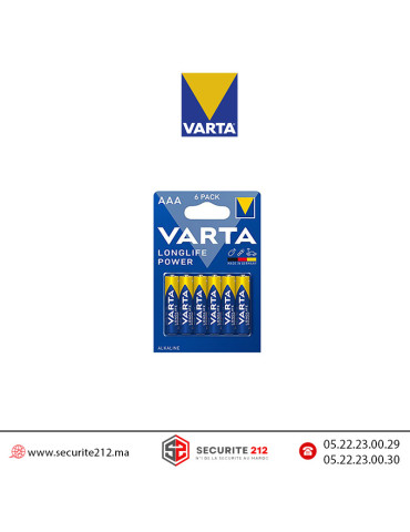 Pile VARTA LONGLIFE POWER AAA6 LR03 1,5V alcaline Casablanca Maroc