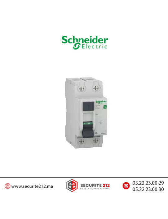 Interrupteur différentiel SCHNEIDER 2P AC 30mA 40A EZ9R32240 Casablanca Maroc