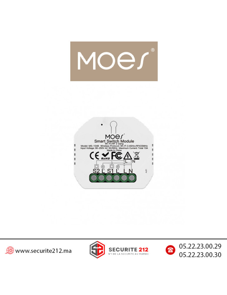 Switch double Moes pour éclairage WRM-104B Casablanca Maroc