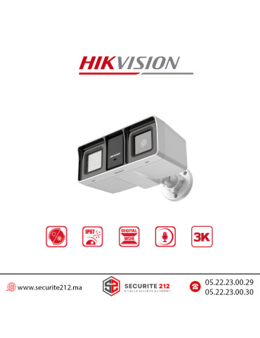 Caméra HIKVISION bullet 3K 5MP IP67 projecteur Smart Hybrid Light audio DS-2CE18K0T-LFS Casablanca Maroc