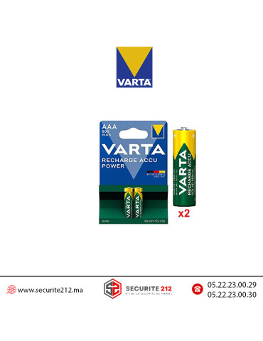 Pile Varta rechargeable 2 piles AAA2 HR03 800mAH Casablanca Maroc