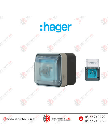 Prise de recharge pour véhicule électrique Hager Witty IP55 Gris Casablanca Maroc