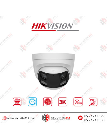 Caméra HIKVISION Turret 3K IP67 Panoramic Smart Hybrid Light ColorVu audio micro DS-2CE72KF3TP-DLS Casablanca Maroc