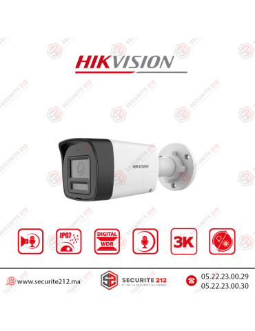 Caméra Hikvision 3k 5MP Mini-bullet audio bidirectionnel DS-2CE16K0T-LTS Casablanca Maroc