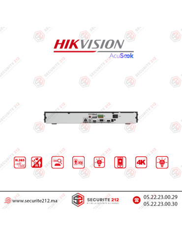 NVR Hikvision AcuSense 32 Canaux 4K 16 PoE DS-7632NXI-K2/16P Casablanca Maroc 2