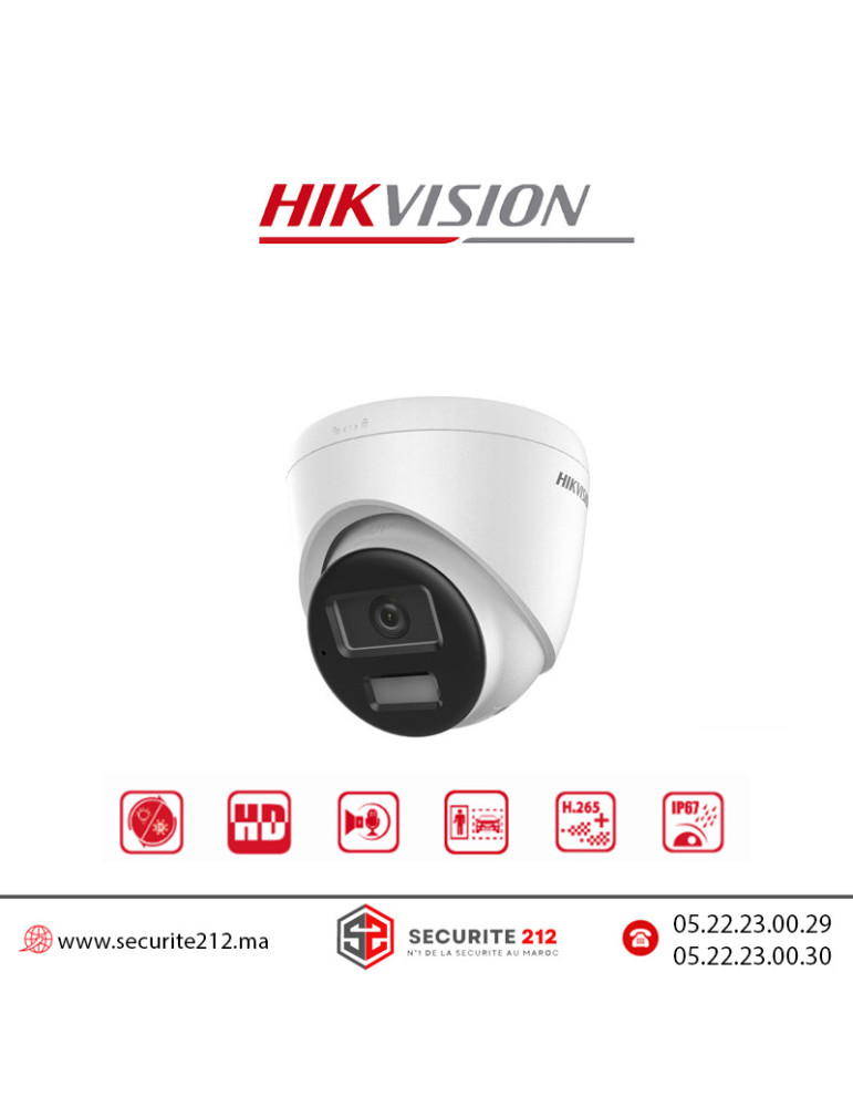 Caméra IP HIKVISION Turret 8MP Smart Hybrid light DS-2CD1383G2-LIUF/SL Casablanca Maroc