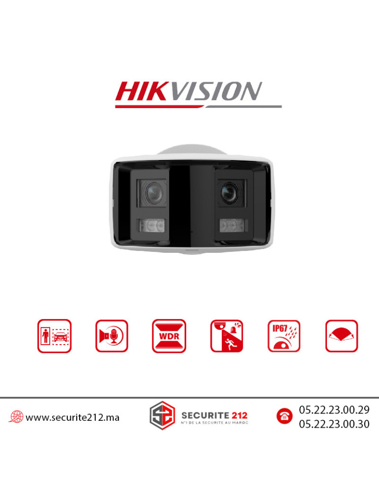 Prix caméra IP panoramique 180° Hikvision 6MP DS-2CD2T66G2P Maroc